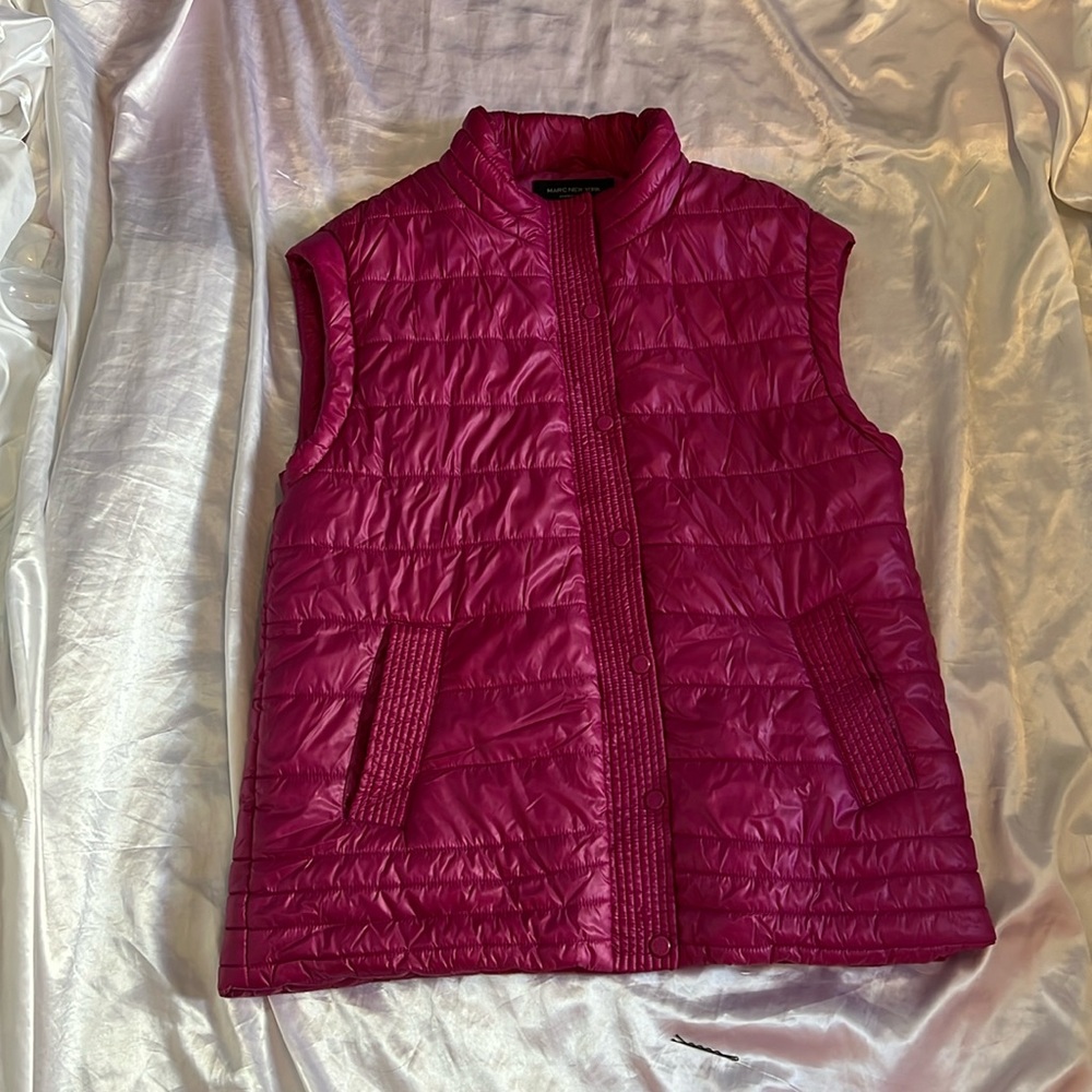 Sleeveless Comfy Full Length Puffer Vest in Hot Pink
